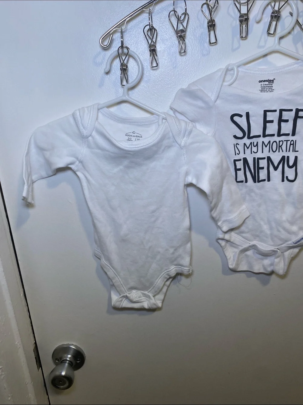 Moon and Back White Baby Long-Sleeve Bodysuit Set with Old Navy Onesies